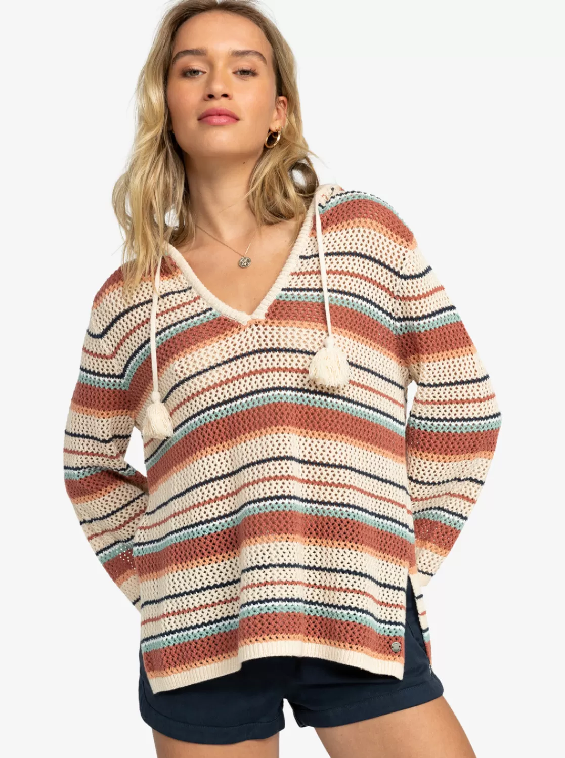 After Beach Break Stripe Poncho Hoodie-ROXY Shop