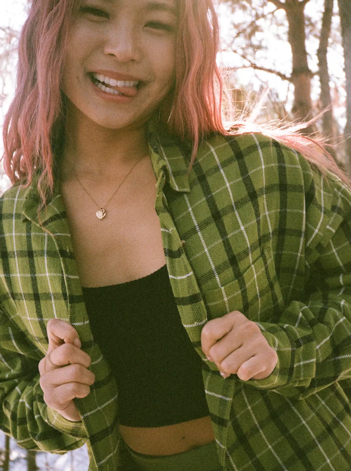 Chloe Kim Oversized Flannel Shirt-ROXY Clearance