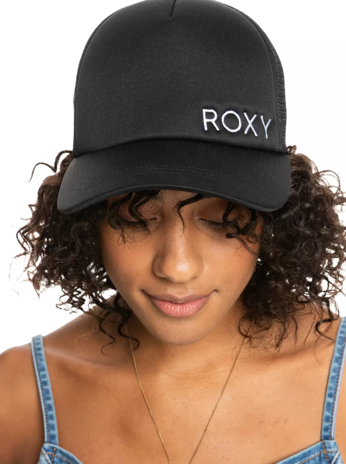 Finishline 2 Black Trucker Hat-ROXY New