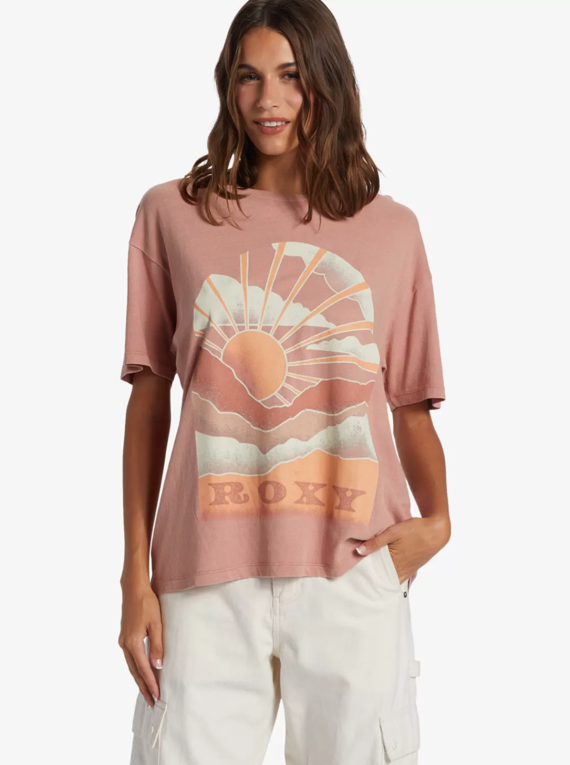 Get Lost In The Moment Oversized Boyfriend T-Shirt-ROXY Store