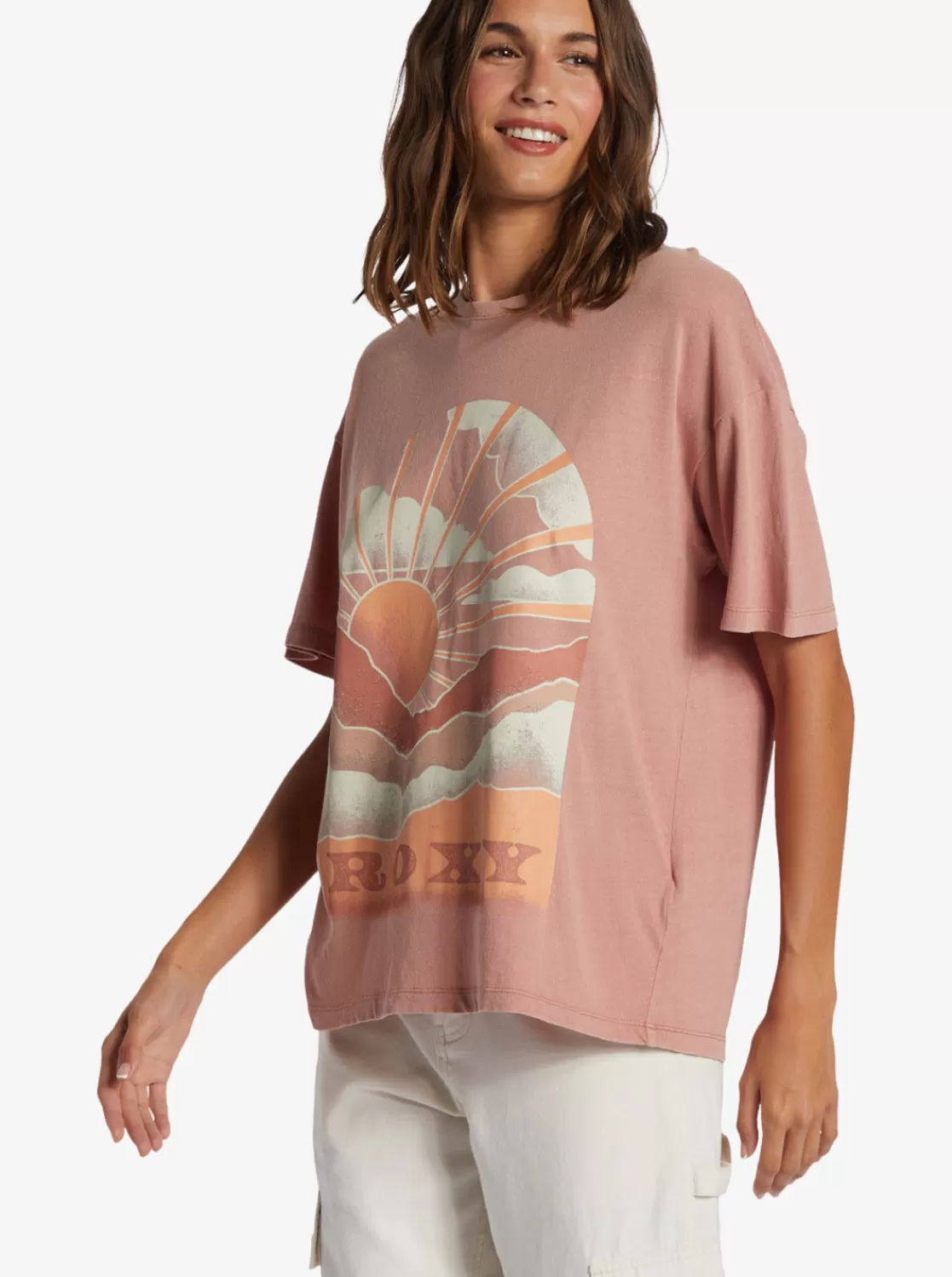 Get Lost In The Moment Oversized Boyfriend T-Shirt-ROXY Store