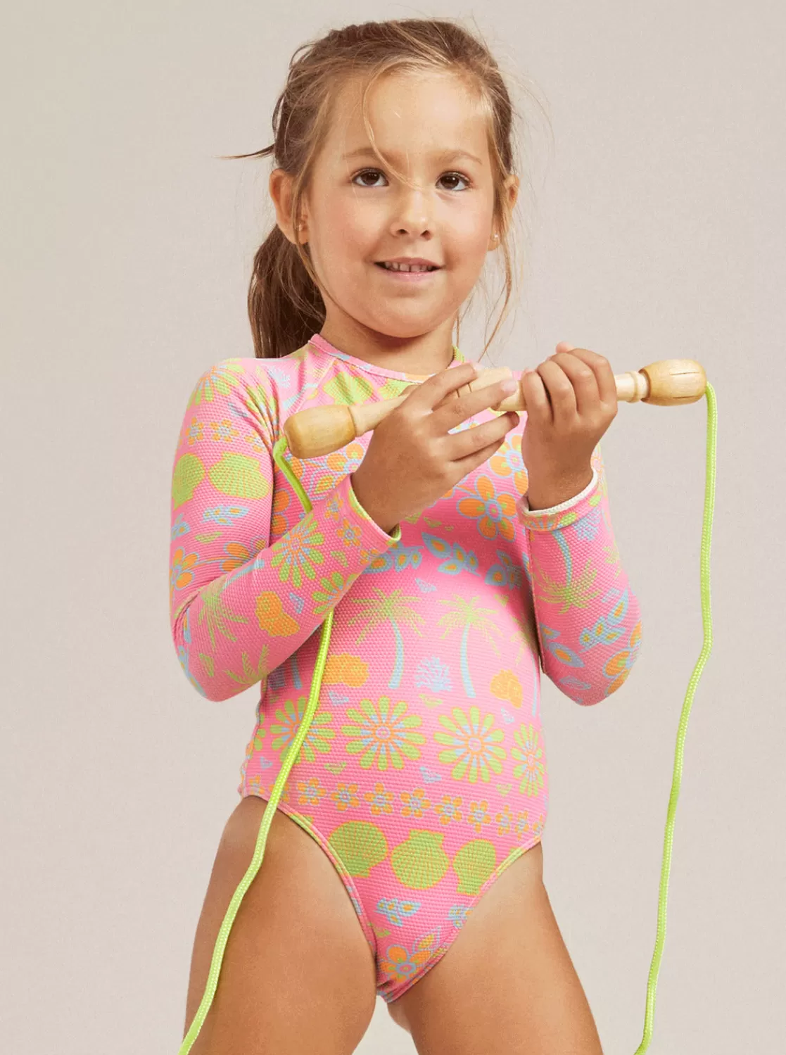 Girls' 2-7 Beach Day Together Long Sleeve One-Piece Swimsuit-ROXY Hot