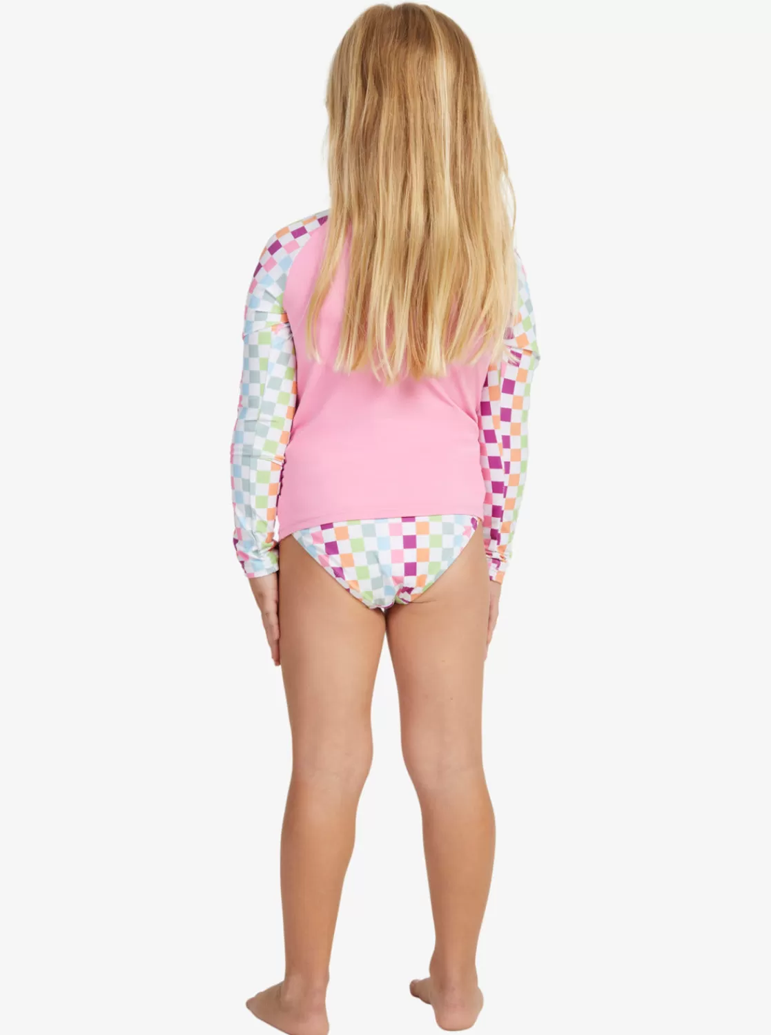 Girls 2-7 Rainbow Check Long Sleeve Rashguard Set-ROXY Hot