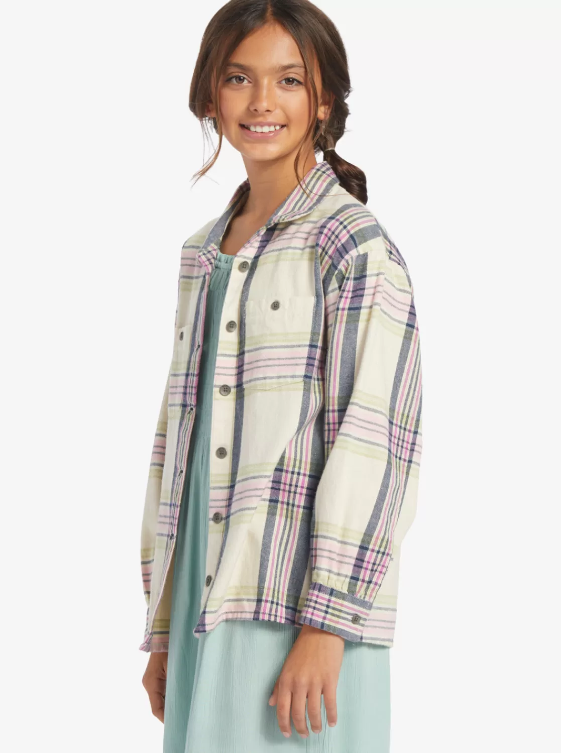 Girls 4-16 Something Beautiful Plaid Oversized Shirt-ROXY Hot