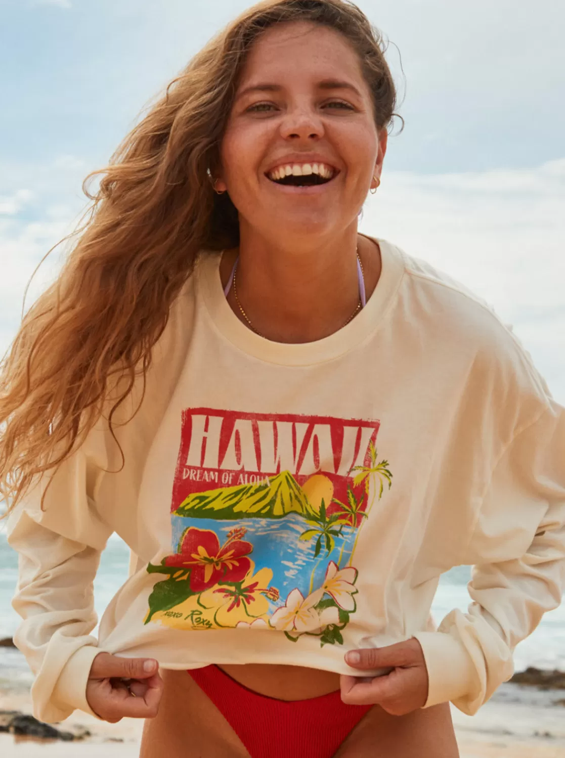 Hawaiian Vacay Olsc T-Shirt-ROXY Clearance