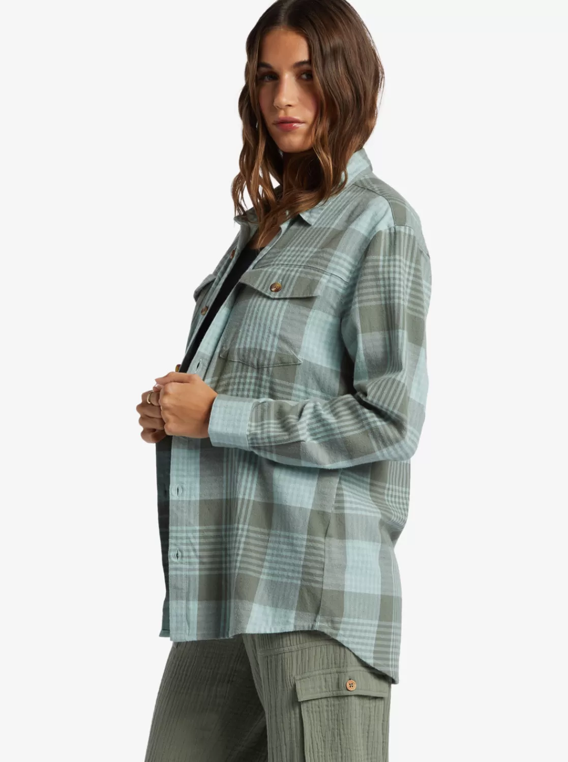 Let It Go Flannel Long Sleeve Shirt-ROXY Discount