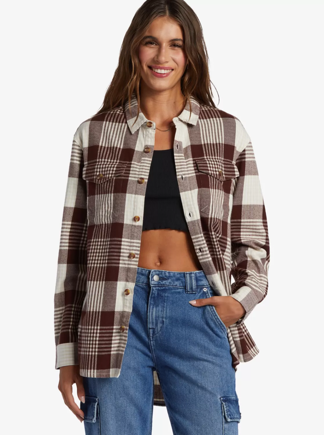 Let It Go Flannel Long Sleeve Shirt-ROXY Best Sale