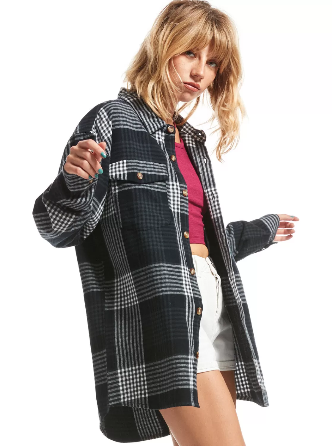 Let It Go Flannel Long Sleeve Shirt-ROXY Cheap