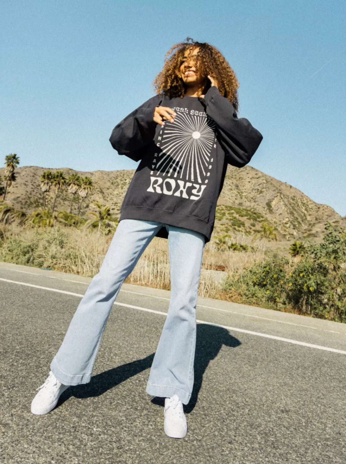 Lineup Oversized Crew Neck Sweatshirt-ROXY New