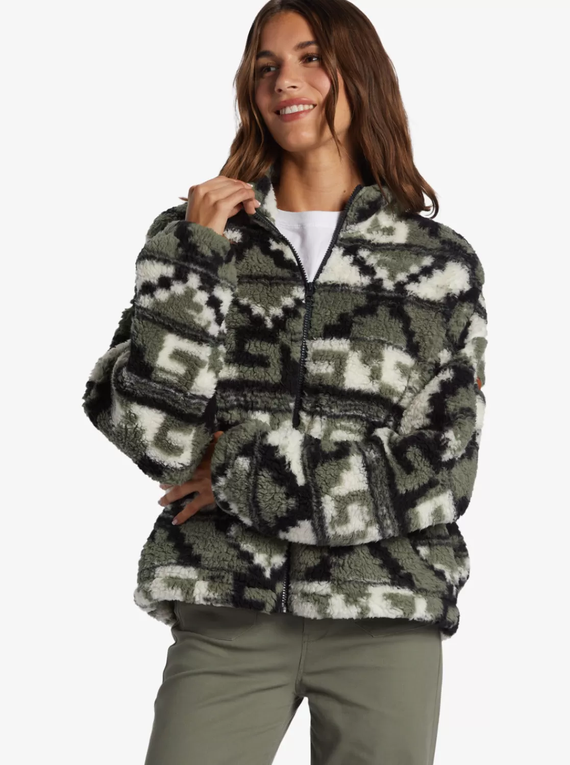 Off The Wave Sherpa Printed Full-Zip Fleece-ROXY Best Sale