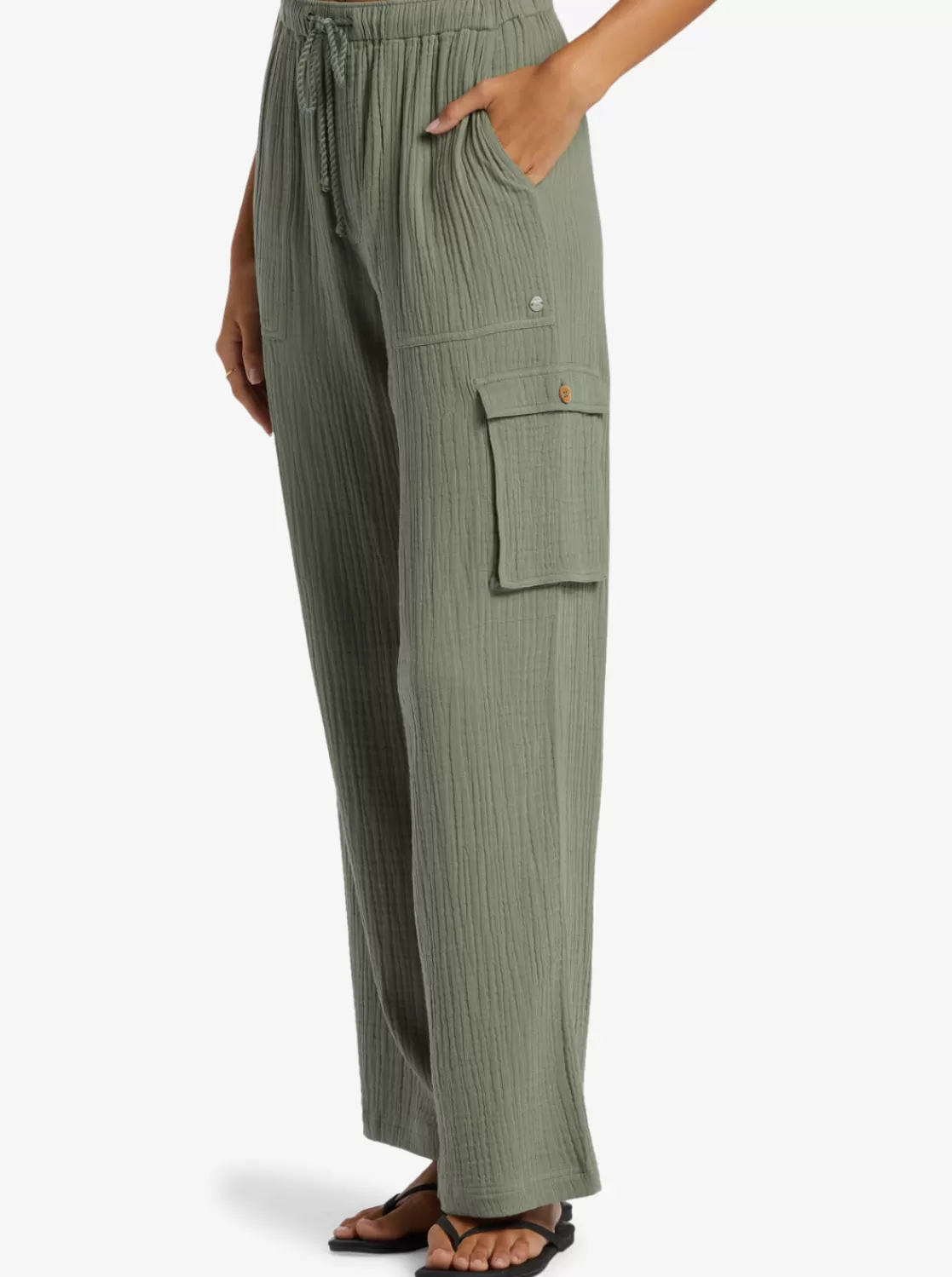 Precious High-Waist Solid Cargo Pants-ROXY New