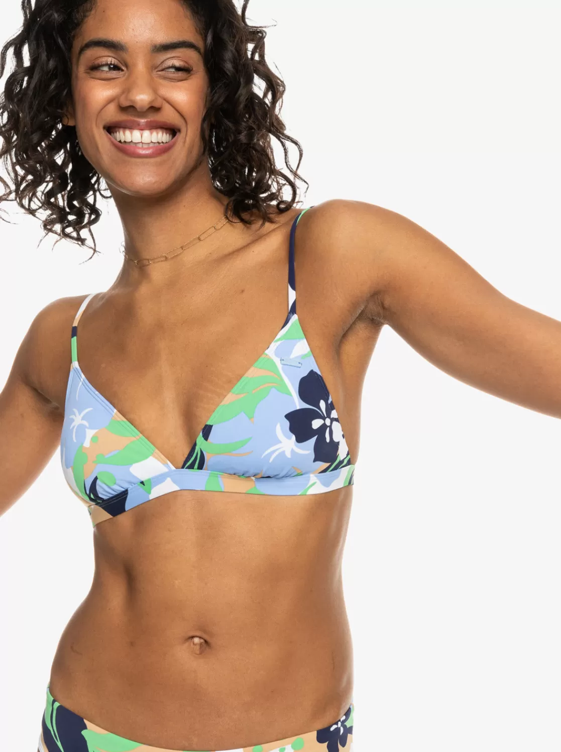 Printed Beach Classics Fixed Triangle Bikini Top-ROXY Outlet