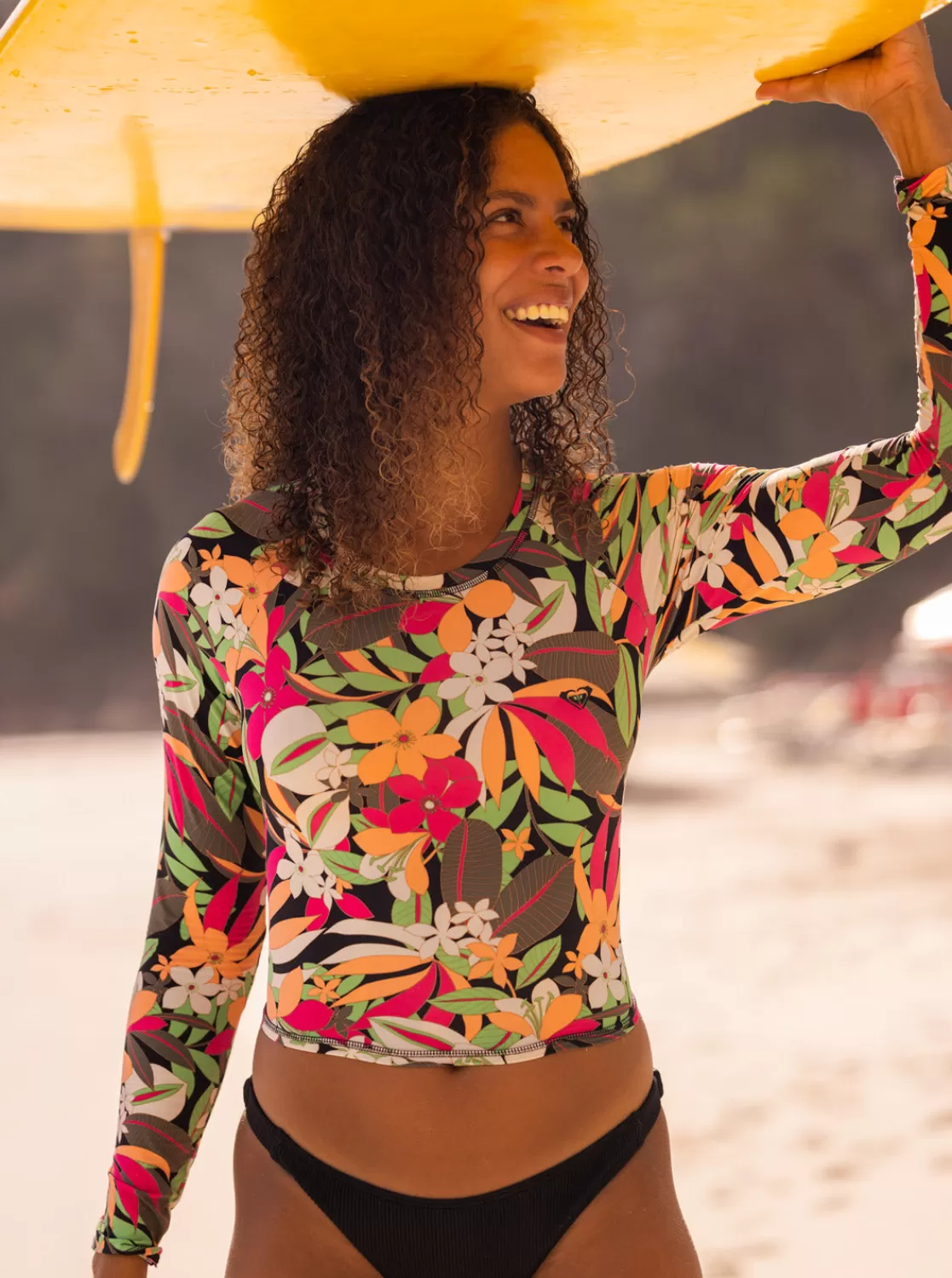 Printed Long-Sleve Rashguard-ROXY Clearance