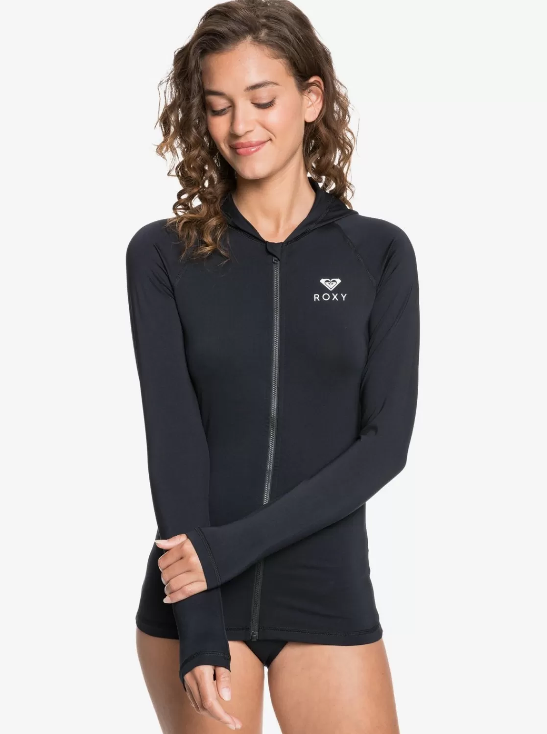 Essentials Hooded UPF 50 Long Sleeve Rashguard-ROXY Fashion