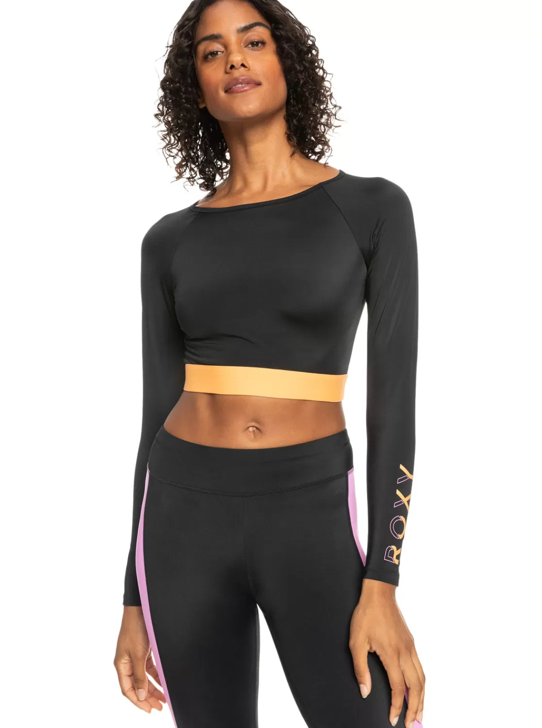 Fitness Long Sleeve Cropped Rashguard-ROXY Discount