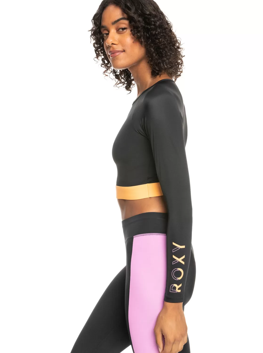 Fitness Long Sleeve Cropped Rashguard-ROXY Discount