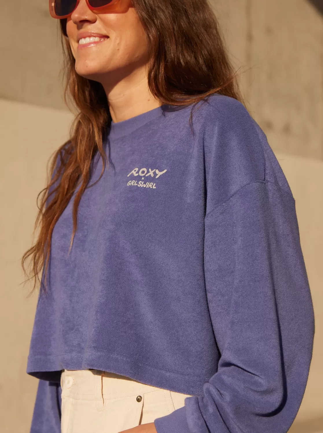 x Grl Swirl Cropped Sweatshirt-ROXY Cheap