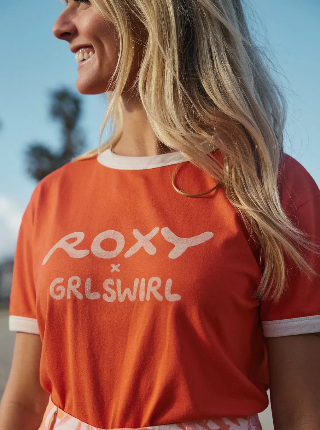 x Grl Swirl Ringer T-Shirt-ROXY Cheap