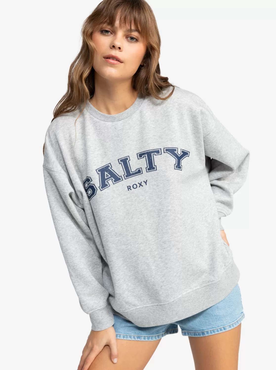 Salty Morning Hike Crew Neck Sweatshirt-ROXY Cheap