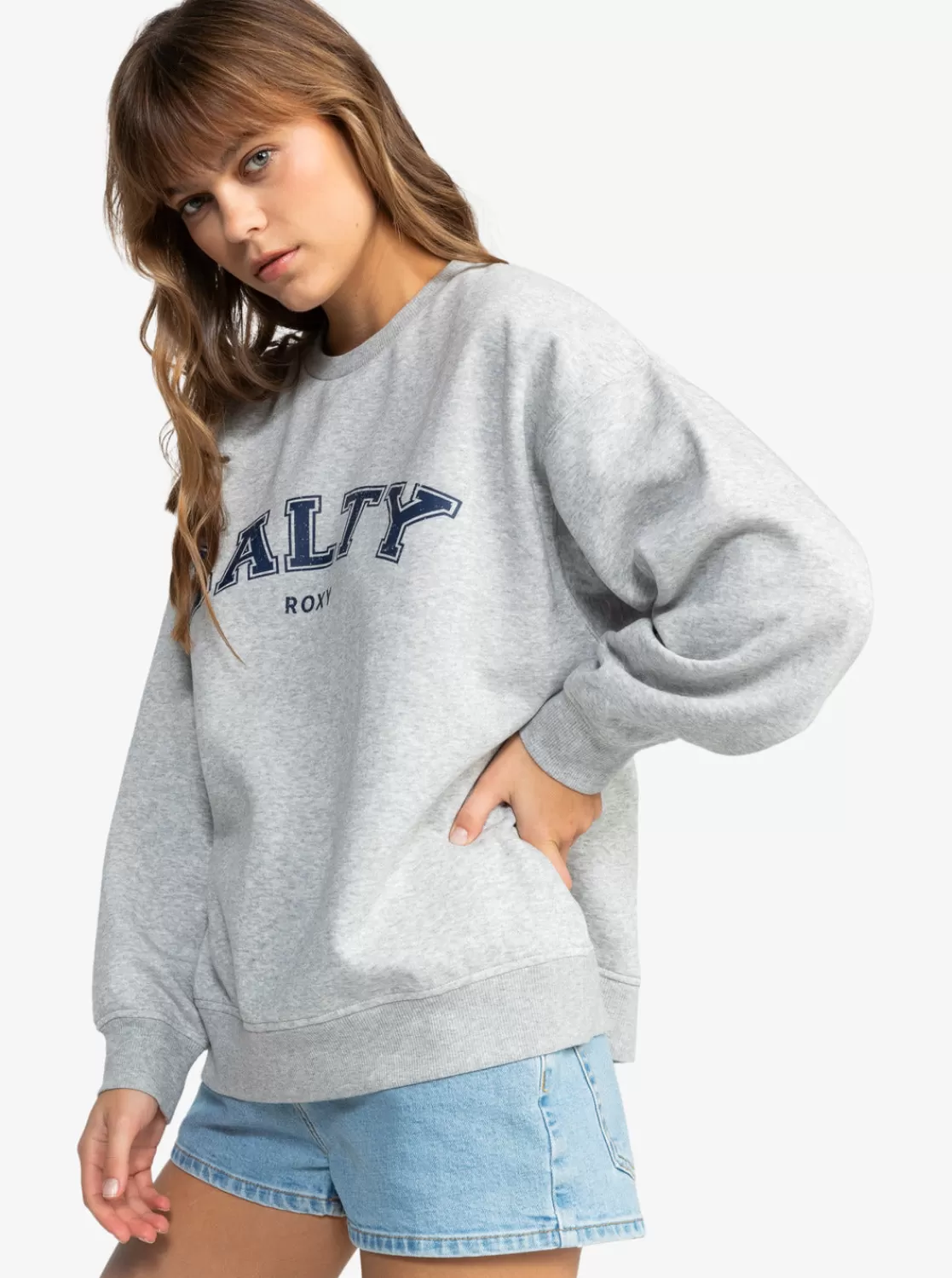 Salty Morning Hike Crew Neck Sweatshirt-ROXY Cheap