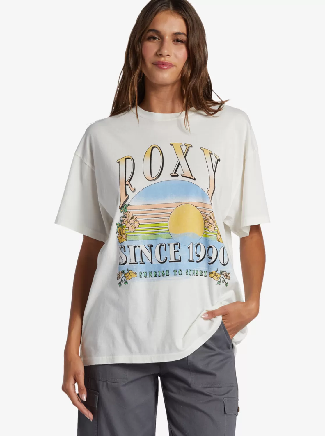 Sunrise To Sunset Oversized Boyfriend T-Shirt-ROXY Hot