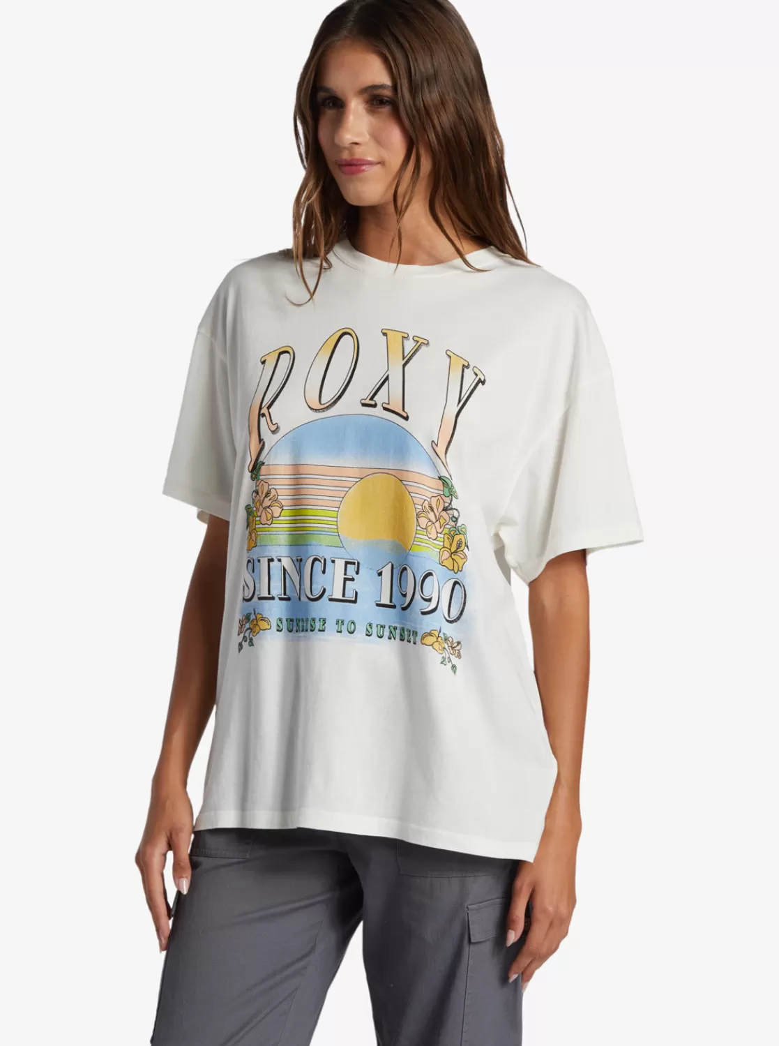 Sunrise To Sunset Oversized Boyfriend T-Shirt-ROXY Hot