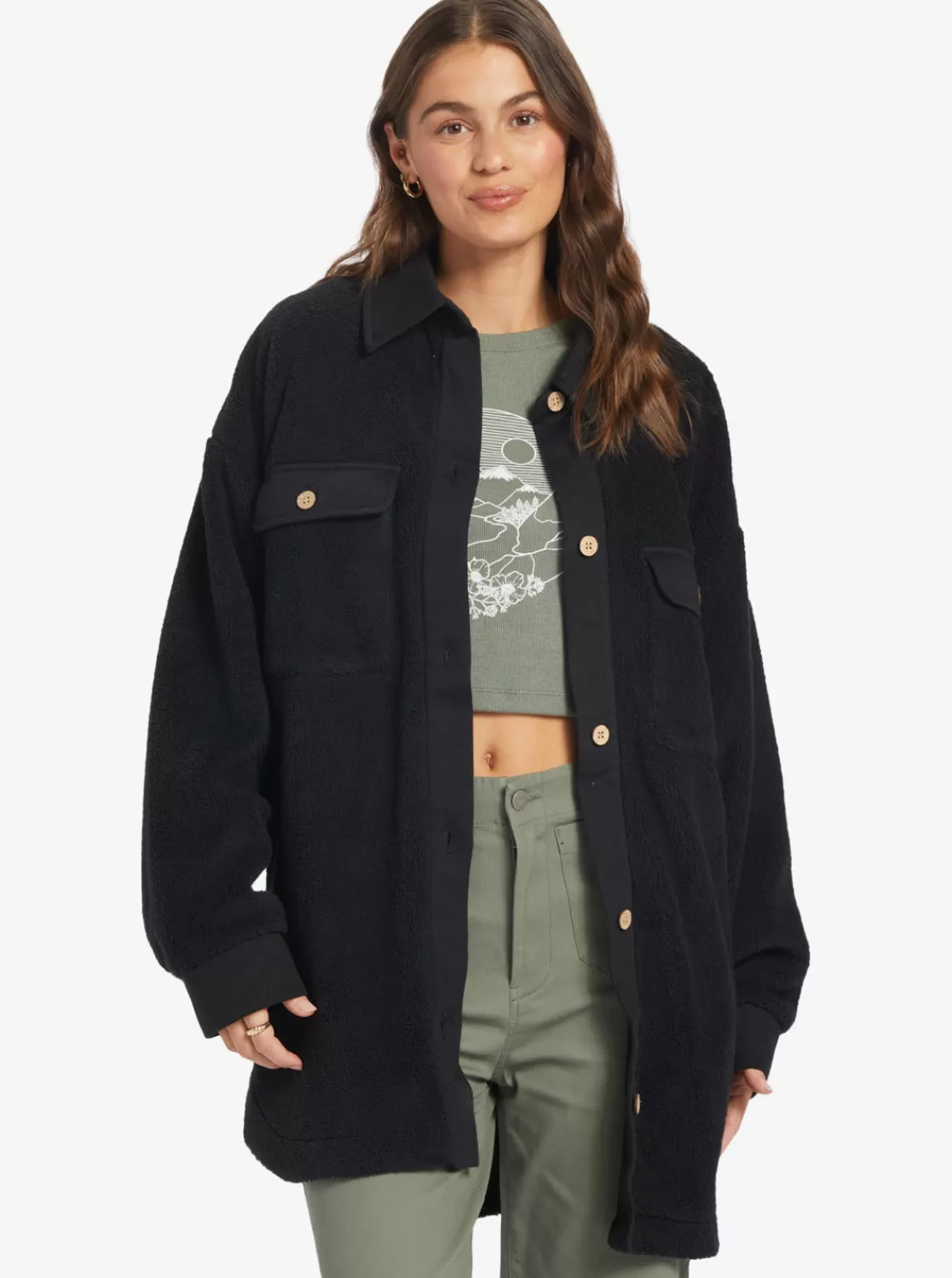 Switch Up Sherpa Fleece Overshirt-ROXY Discount