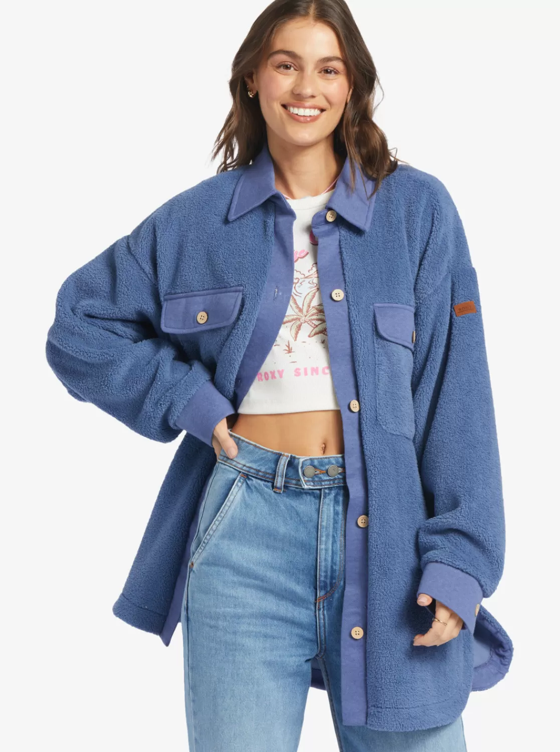 Switch Up Sherpa Fleece Overshirt-ROXY Hot